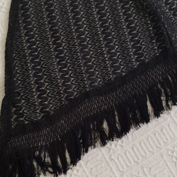 No Boundaries Black Fringe Wrap Sweater - Picture 13 of 14